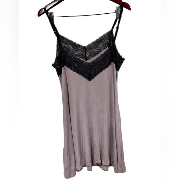 Tahari Slip Dress Gown Mini Black & Brown Large 90s Y2K Fairycore Vibes Sleep - Picture 3 of 5